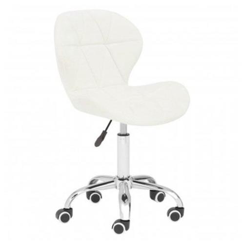 Sitoca Velvet Home And Office Chair In White With Swivel Base