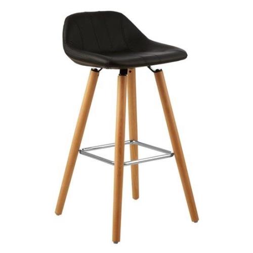 Porrima Faux Leather Bar Stool In Black