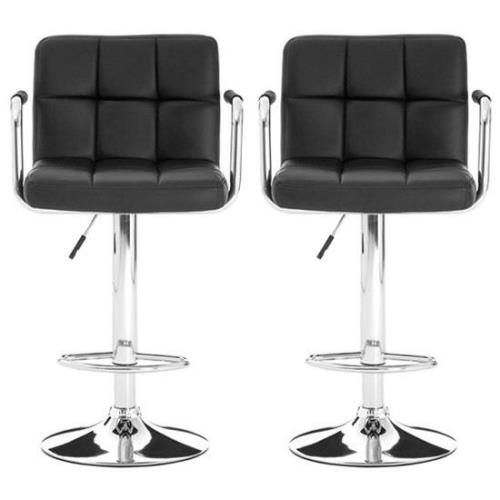 Stocam Black Faux Leather Bar Chairs With Chrome Base In A Pair