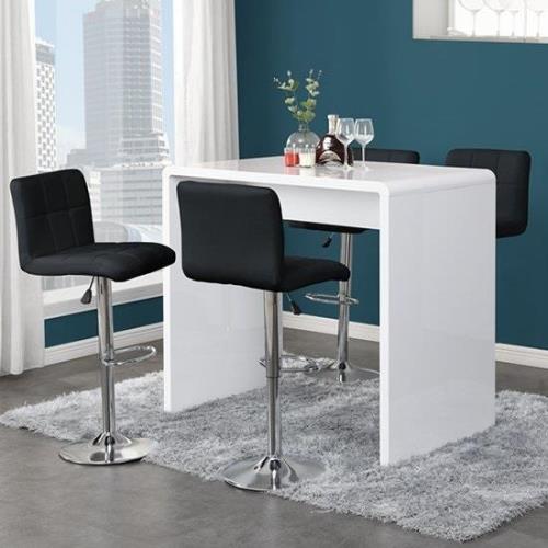 Glacier White High Gloss Bar Table 4 Coco Black Stools