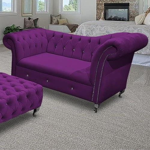 Izu Plush Velvet 2 Seater Sofa In Boysenberry