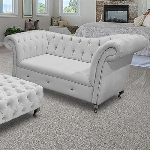 Izu Plush Velvet 2 Seater Sofa In Silver