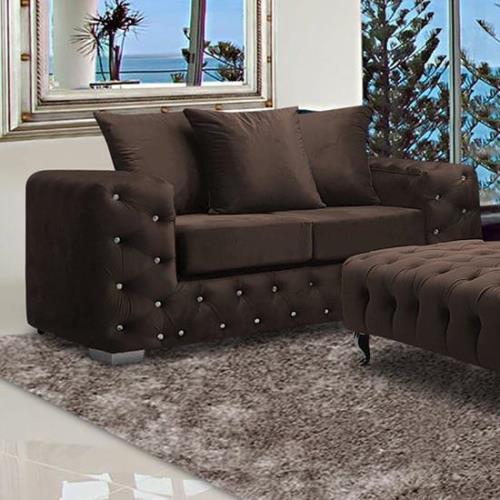 Worley Malta Plush Velour Fabirc 2 Seater Sofa In Taupe