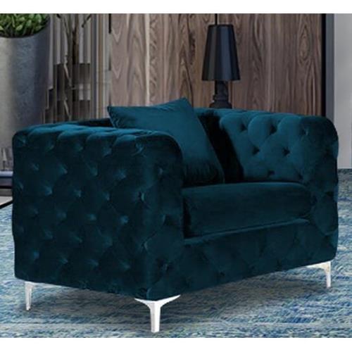 Mills Malta Plush Velour Fabric Armchair In Peacock