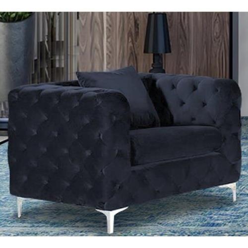 Mills Malta Plush Velour Fabric Armchair In Slate