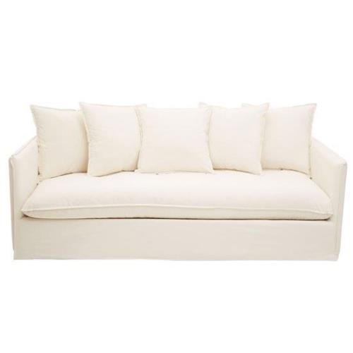 Antipas Upholstered Fabric 3 Seater Sofa In Cream