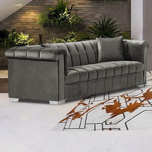 Kenosha Malta Plush Velour Fabric 3 Seater Sofa In Putty