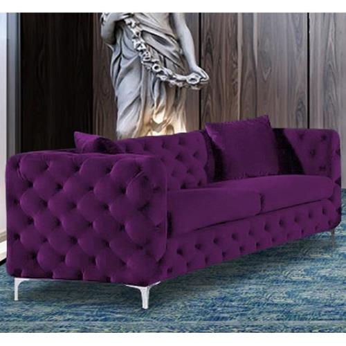 Mills Malta Plush Velour Fabric 3 Seater Sofa In Cosmic