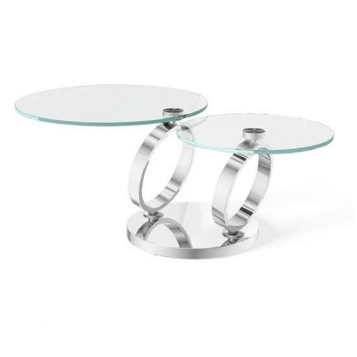 Donatella Magic Ring Swivel Glass Coffee Table With Steel Base