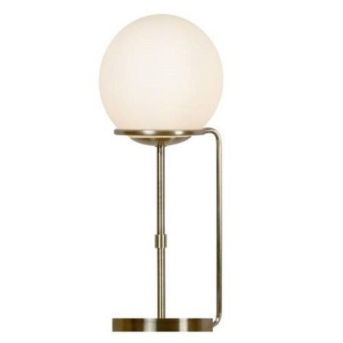 Single Light Antique Brass Opal White Glass Shades Table Lamp