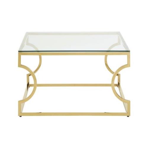 Alluras Small Clear Glass Coffee Table With Curved Gold Frame