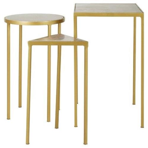 Mekbuda Set Of 3 Nesting Side Tables With Brass Finish Base