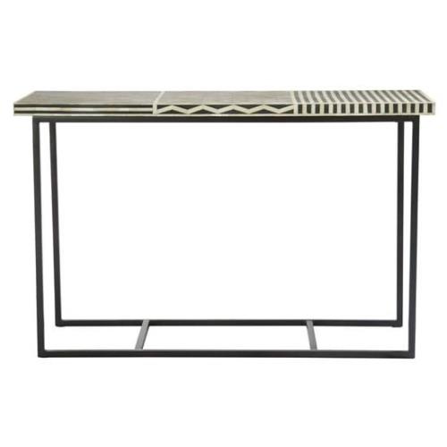 Algieba Wooden Console Table With Metal Base In Black