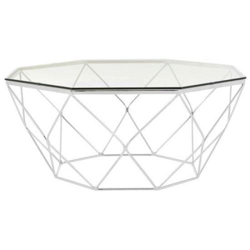 Alluras Coffee Table In Chrome With Tempered Glass Top