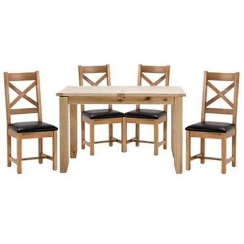 Romero Wooden Dining Table With 4 Cross Back Chairs