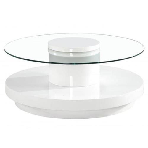 Nacala Clear Glass Coffee Table With White High Gloss Base