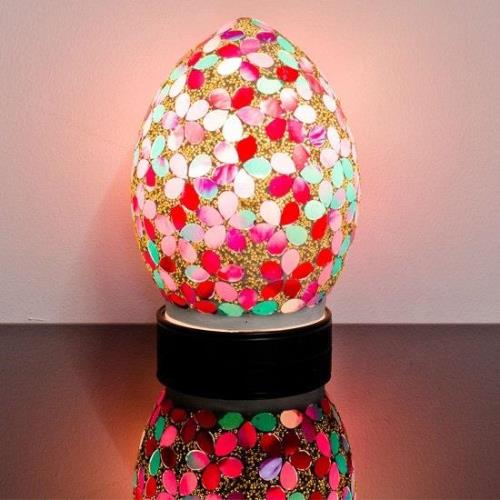 Izar Small Pink Flower Egg Design Mosaic Glass Table Lamp