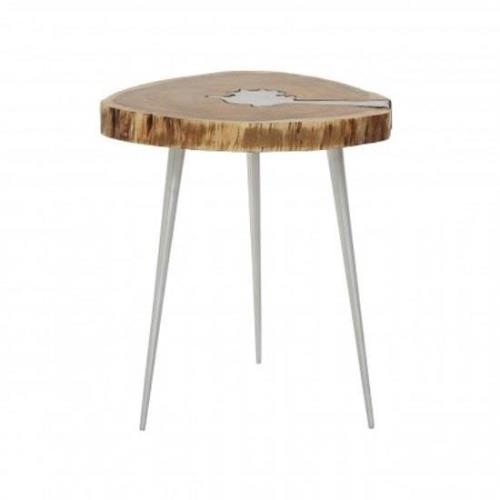 Almory Wooden Side Table In Natural And Silver