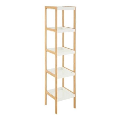 Nusakan Wooden 5 Tier Shelving Unit In White And Natural