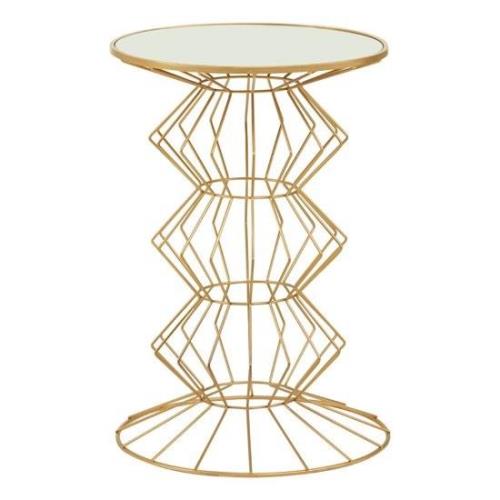 Xuange Round White Mirrored Glass Side Table With Gold Frame