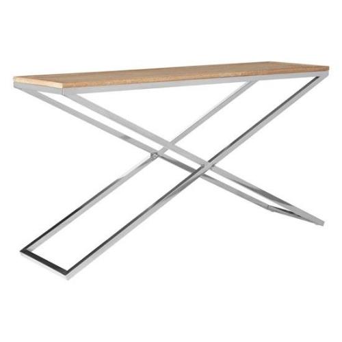 Errai Wooden Console Table With Steel Frame In Natural