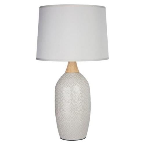 Wilon Grey Fabric Shade Table Lamp With Ceramic Base