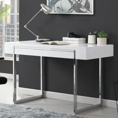 Casa High Gloss Computer Desk With 2 Drawers In White