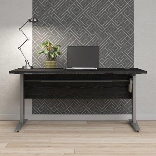 Prax Electric 150cm Computer Desk In Black With Silver Grey Legs