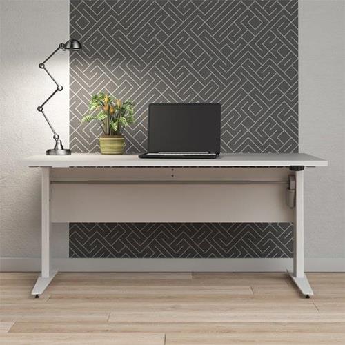 Prax Electric 150cm Computer Desk In White With White Legs