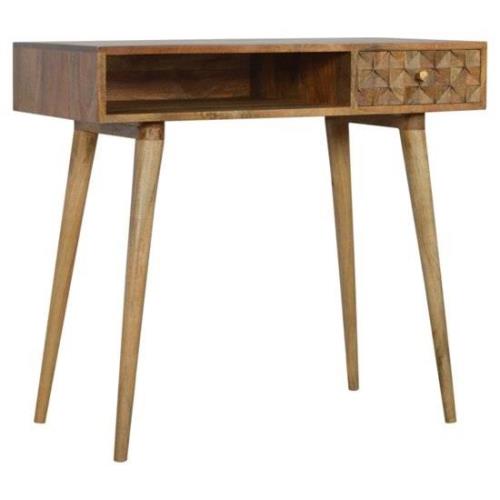 Tufa Wooden Diamond Carved Study Desk In Oak Ish