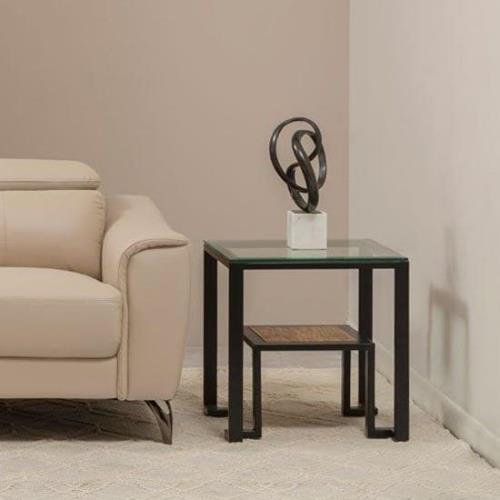 Ciao Clear Glass Side Table With Black Metal Frame