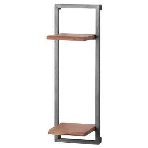 Livan Tall Wooden Twin Shelf In Brown With Gun Metal Frame