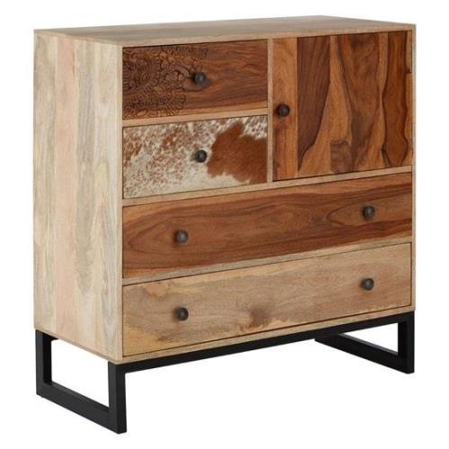 Merova Wooden Sideboard With 1 Door 4 Drawers In Multicolour