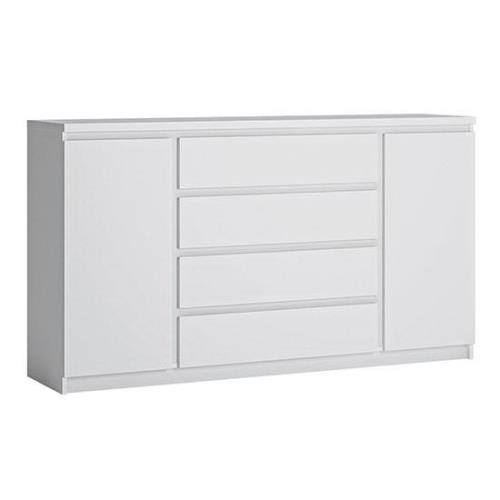 Felton 2 Doors 4 Drawers Wide Wooden Sideboard In Alpine White