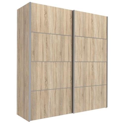 Trek Wooden Sliding Doors Wardrobe In Oak With 2 Shelves