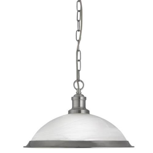 Bistro Pendant Light In Satin Silver With Acid Glass