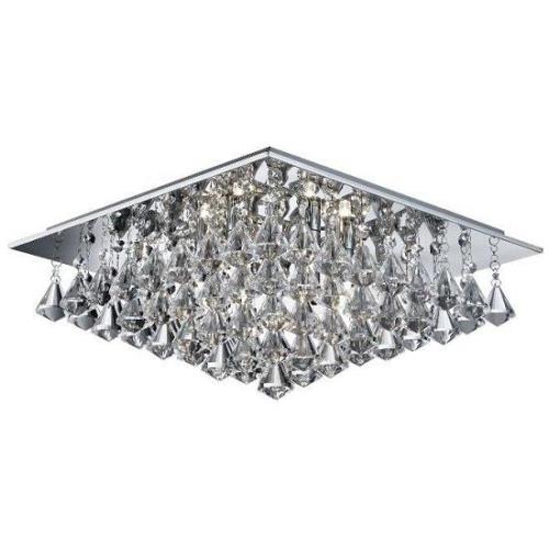 Hanna Chrome Six Light Ceiling Fitting With Clear Crystal Drops