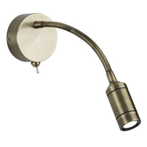 Antique Brass Round Base Flexi Arm Led Wall Light