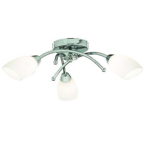 Opera Opal Glass Shades Three Celing Light In Chrome Finish