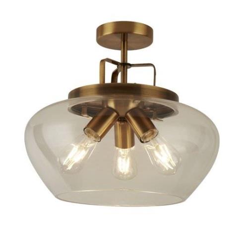 Boule 3 Lights Semi Flush Ceiling Light In Bronze