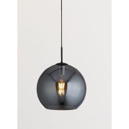 Amsterdam 1 Pendant Light In Matt Black With Smoked Glass