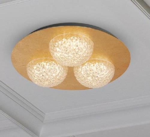 Celestia 3 LED Ceiling Light In Gold Leaf With Clear Acrylic