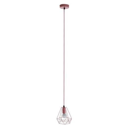 Belika Metal Geometric Wire Frame Pendant Light In Pink