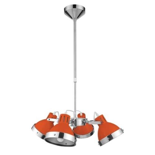 Hixo Round 4 Metal Shades Pendant Light In Orange And Chrome