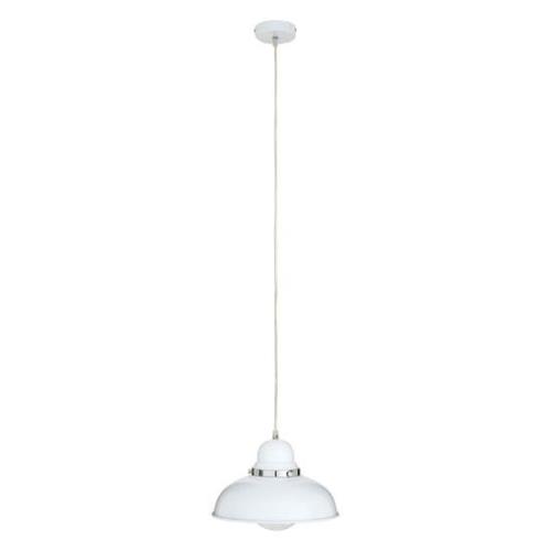 Jaspro Round 1 Metal Shade Pendant Light In White And Chrome