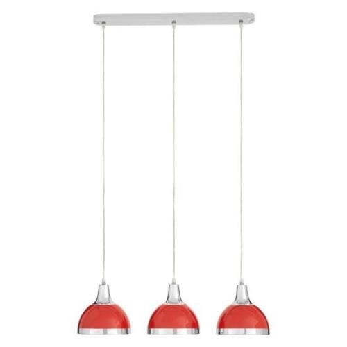 Jaspro 3 Metal Shades Pendant Light In Red And Chrome