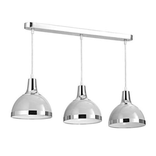 Varmora Metal 3 Shade Pendant Light In Grey And Chrome