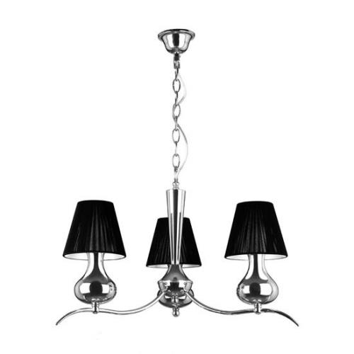 Gemosta 3 Arm Black Shade Pendant Light In Chrome