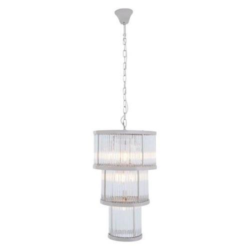 Salas Small Ribbed Pattern 3 Tier Chandelier Light In Nickel