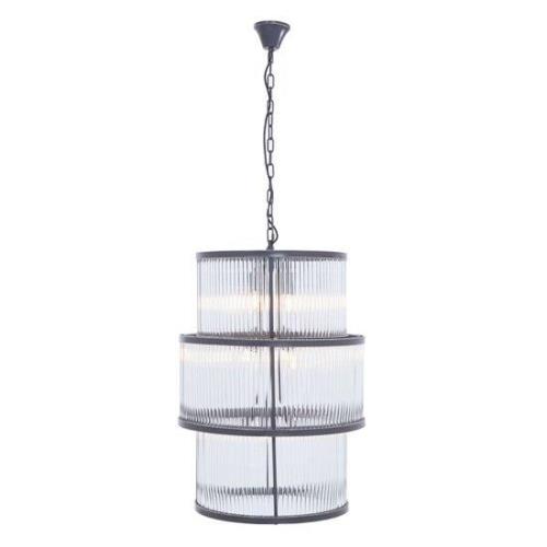 Salas Large Ribbed Pattern 3 Tier Chandelier Light In Black